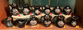 EJS-MP41 Mini Black Sgraffito Jugs, Cup, Bowls & Pitchers