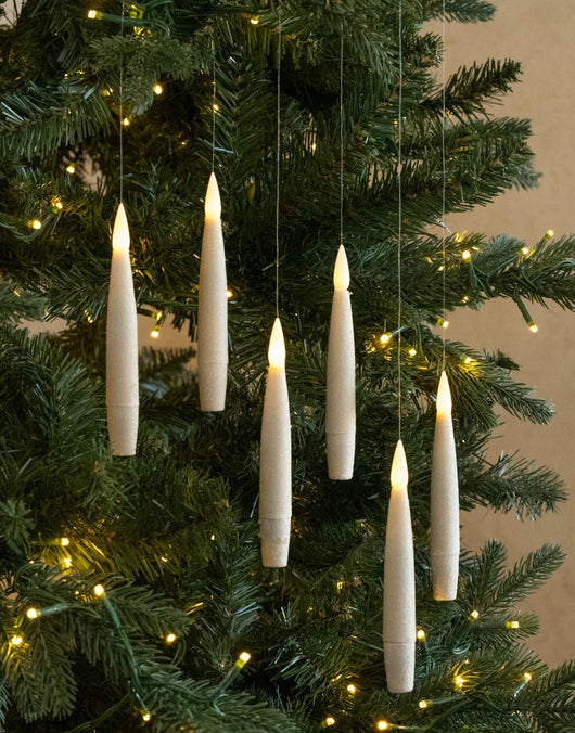 RA-205 Hanging Cream LED Flame Candles - Set of 6