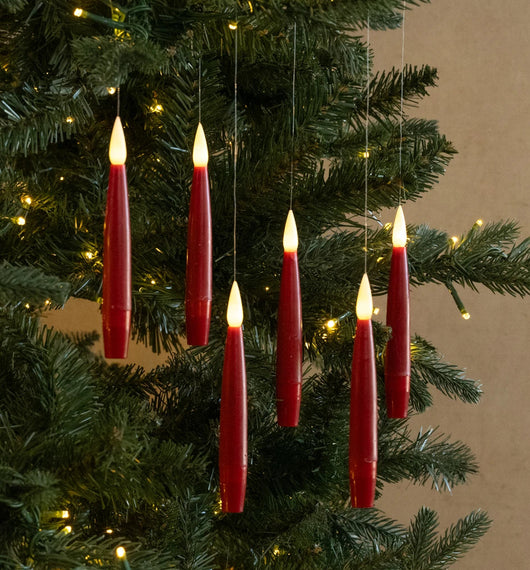 RA-206 Hanging Red LED Flame Candles - Set of 6