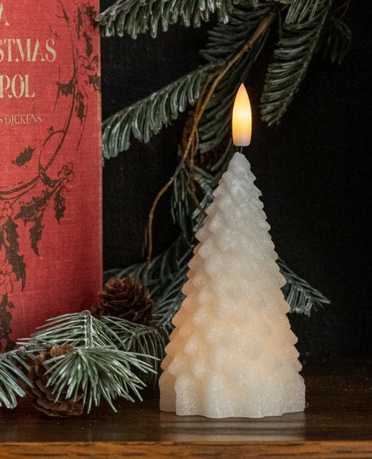 RA-228 Small Cream Fir Tree 3D Flame Shimmer Candle