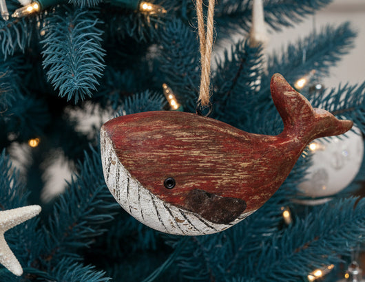 HA-07 Wood Whale Ornament - Red