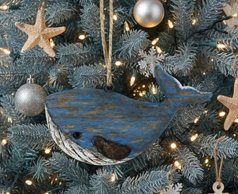 HA-06 Wood Whale Ornament - Blue