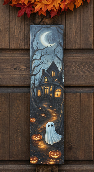 KM-04 Spooky Ghost House Porch Sign