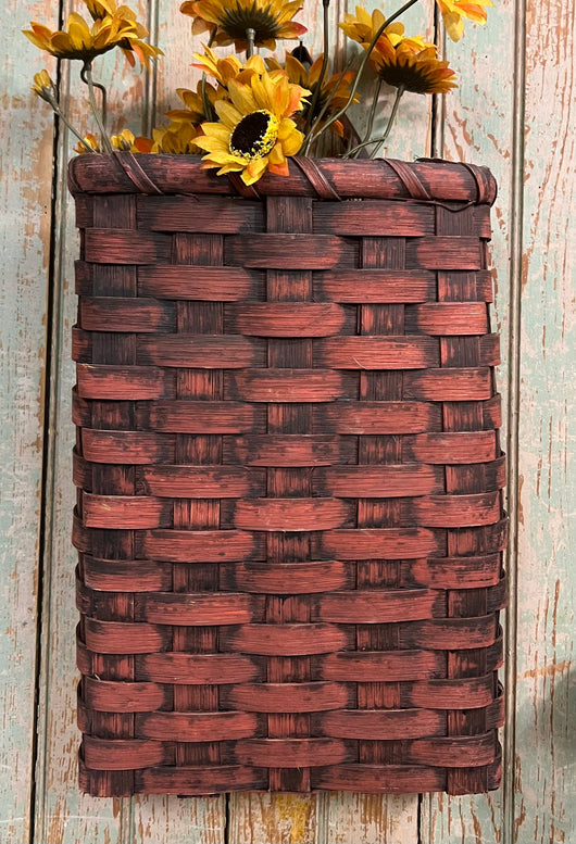 BG-B366 Red Wall Basket with Leather Hanger