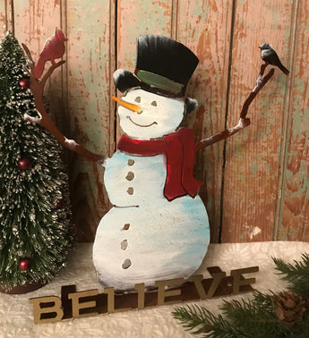EG-SSB Standing Rusty Snowman with Believe