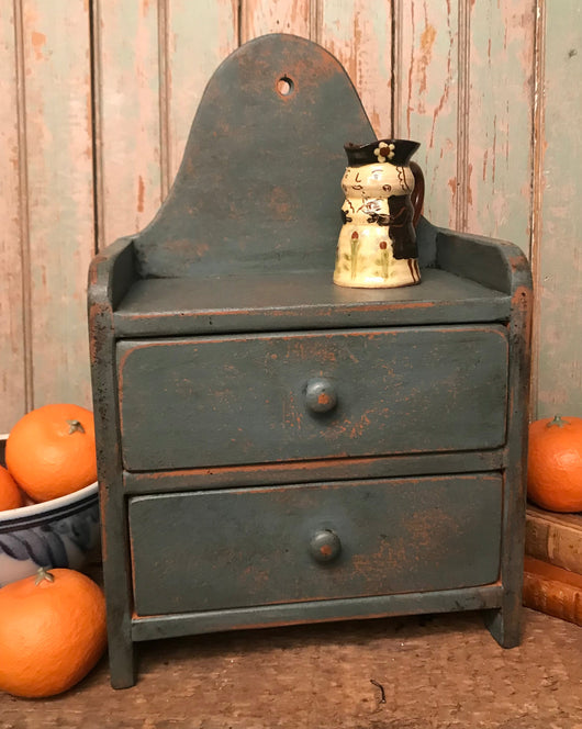 OTC-18BL Two Drawer Wood Pantry Box - Blue/Green over Pumpkin