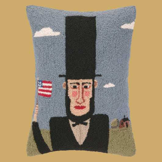 PH-20 Abe Lincoln Wool Hooked Pillow