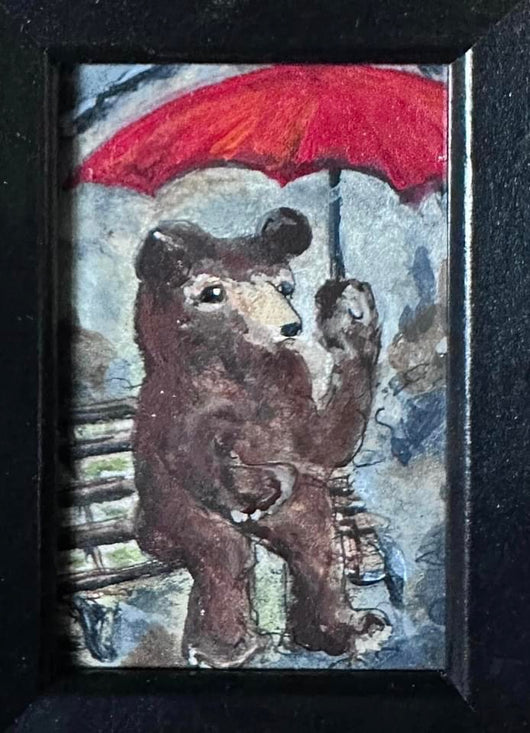 MKM-104 ‘Rainy Day Bear’ ORIGINAL Painting by MK Moulton