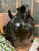 NV-661 Redware Green Face Jug