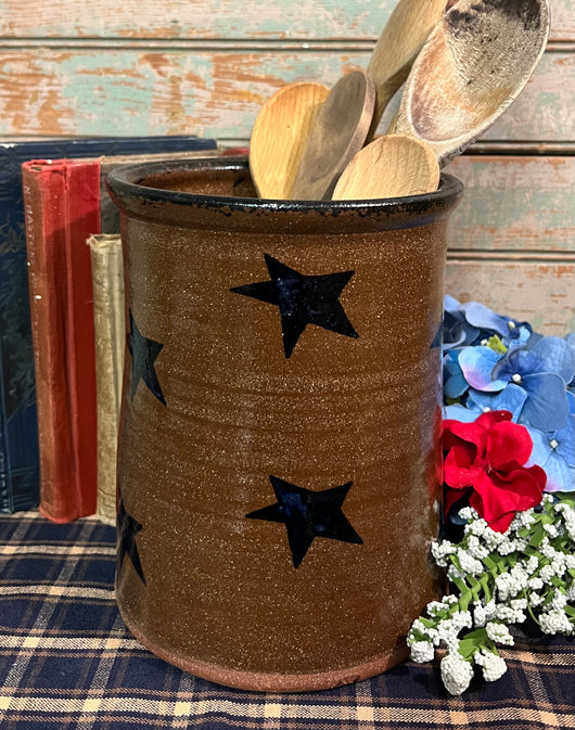 CC-2337 Pottery Large Crock with Stars