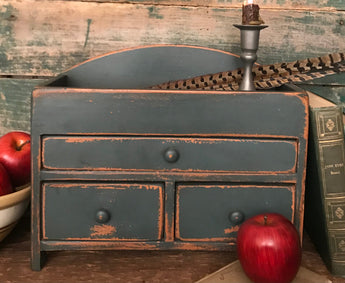 OTC-19BL Three Drawer Wood Pantry Box - Blue/Green over Pumpkin