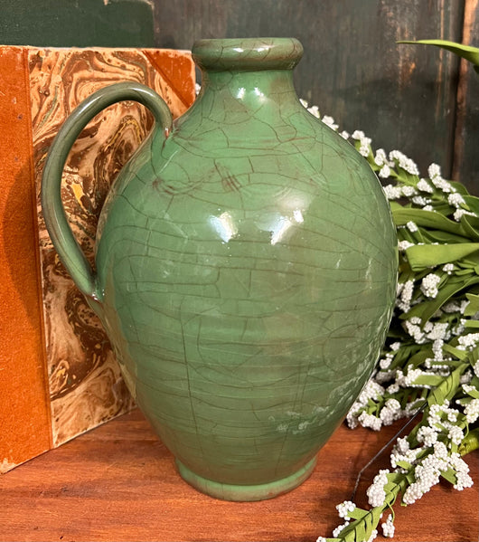 SE-189 Redware Med Jug with Green Glaze