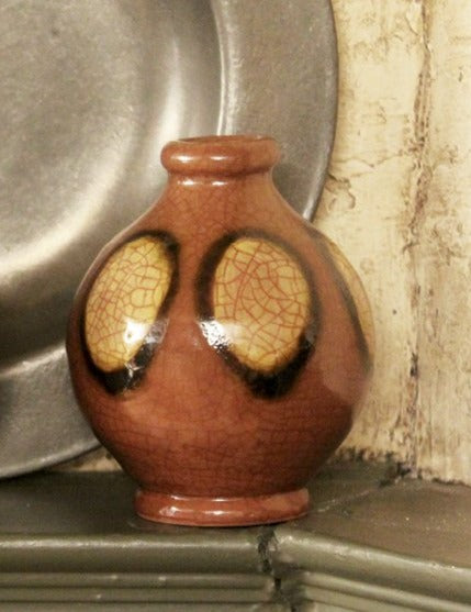 SE-1964 Small Redware Eye Dot Handled Vase