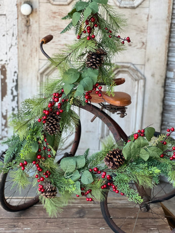 LH-34 Faux Ashland Pine with Red Berries Garland