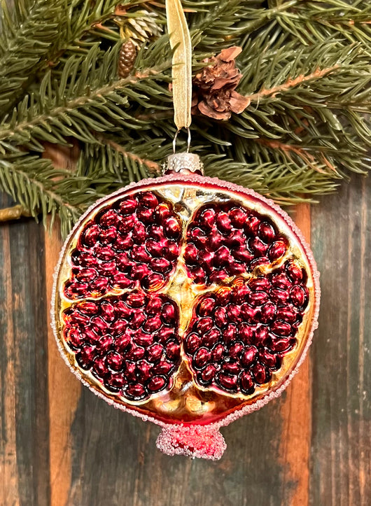 PHC-04A Glass Beaded 1/2 Pomegranate Ornament