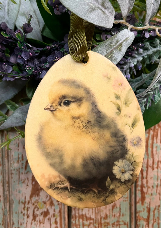 PB-31B Beeswax Coated Egg Ornament with Chick