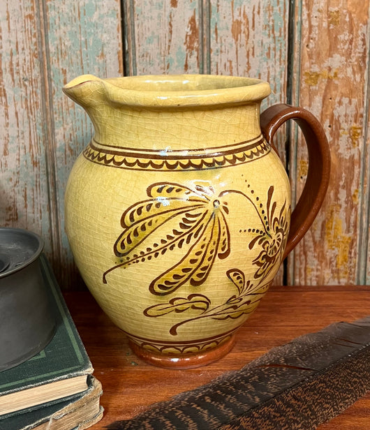 SE-154 Redware Med Pitcher with Floral Design