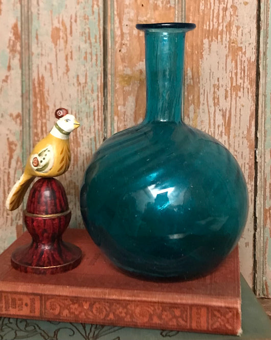 NV-258 Teal Glass Bud Vase