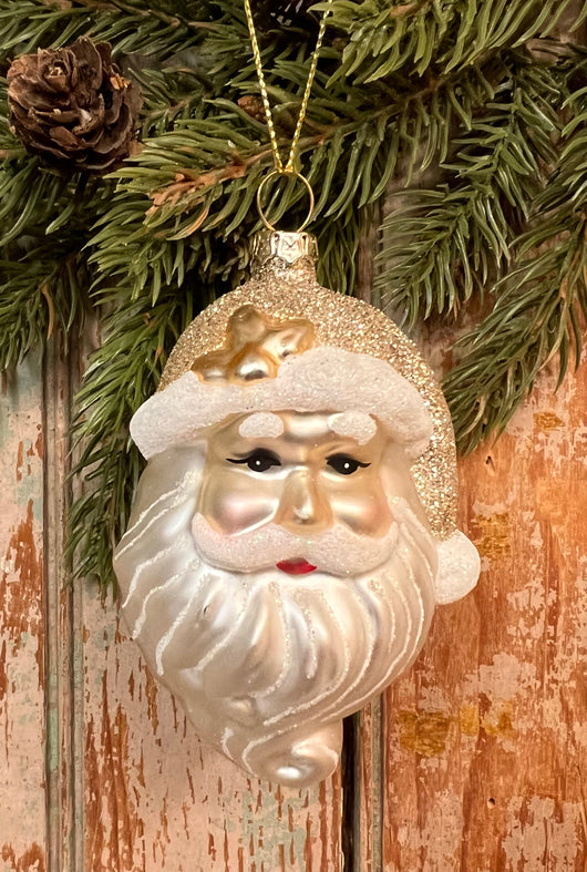 GC-03 Glass Santa Ornament with Glitter Hat