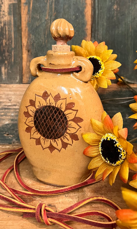 EJS-94 Yellow Pottery Flask with Cork - Sunflower