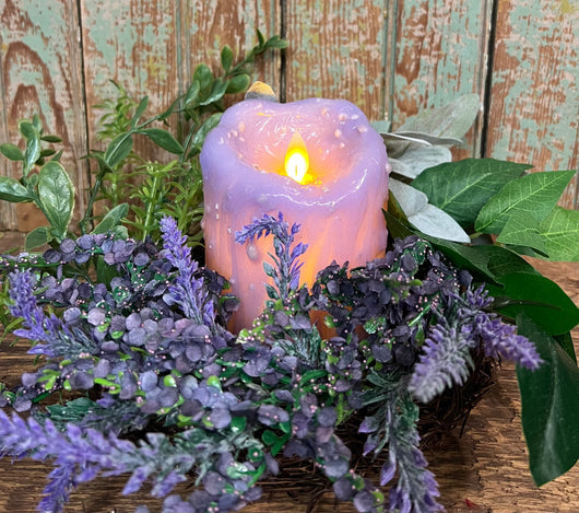 VJ-SPC-LA Realistic Flame Short Pillar Candle - Lavender