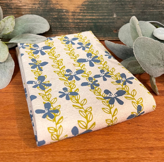 HF-06 Hand-printed Floral Vine Tea Towel