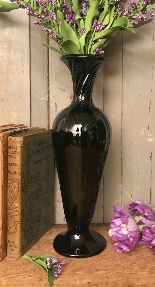 JG-AV Tall Amphora Dark Green Glass Vase