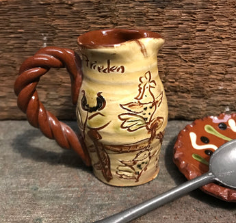 SJP-SMP Sgraffito Pottery Mini Pitcher