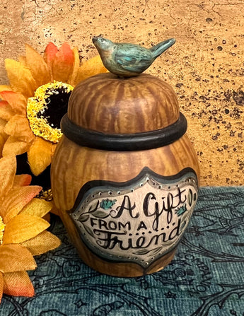 WW-370 Resin Small Lidded Jar with Bird