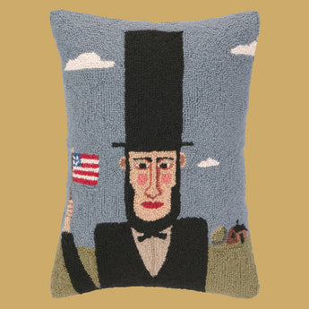 PH-020 Abe Lincoln Wool Hooked Pillow
