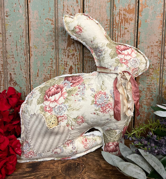 PB-34E Floral Fabric Bunny with Pocket