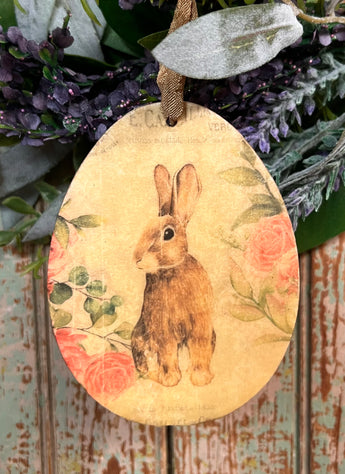 PB-31C Beeswax Coated Egg Ornament with Bunny
