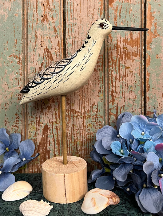 NV-563 Hand-Carved & Painted White Shore Bird