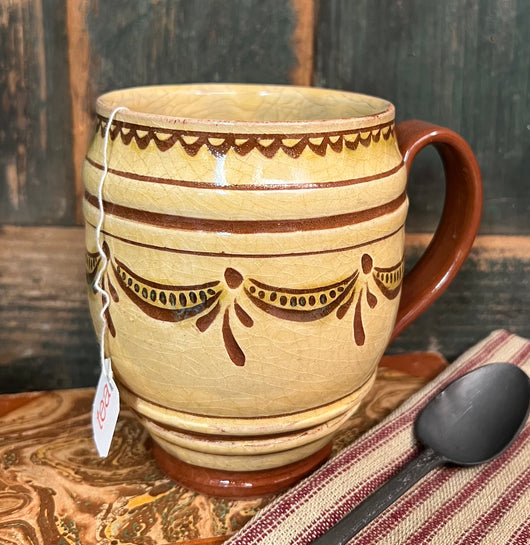 SE-167 Redware Barrel Mug with Swag Design