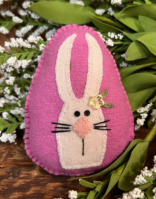 PB-32A Pink Wool Egg with Bunny