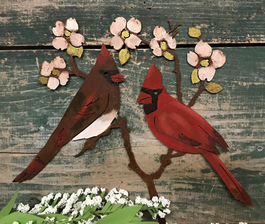 EG-CD Rusty Cardinals on Dogwood Branch