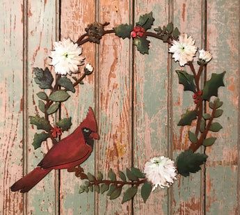 EG-CHW Cardinal on Holly Wreath