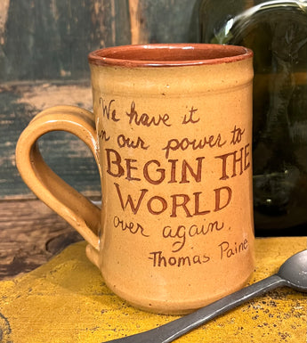 EJS-121 Pottery Quote Mug - Begin The World