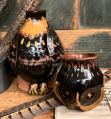 EJS-93 Black Pottery Owl Jug & Cup