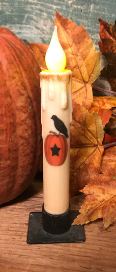 NET-003 Pumpkin with Crow Battery Operated Candle